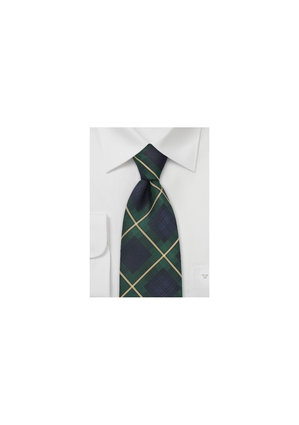 Tartan Plaid Tie in Navy and Green