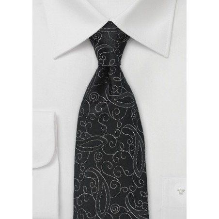 Scroll Patterned Tie in Black