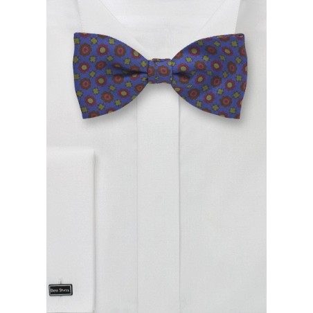 Retro Patterned Bow Tie in Blue