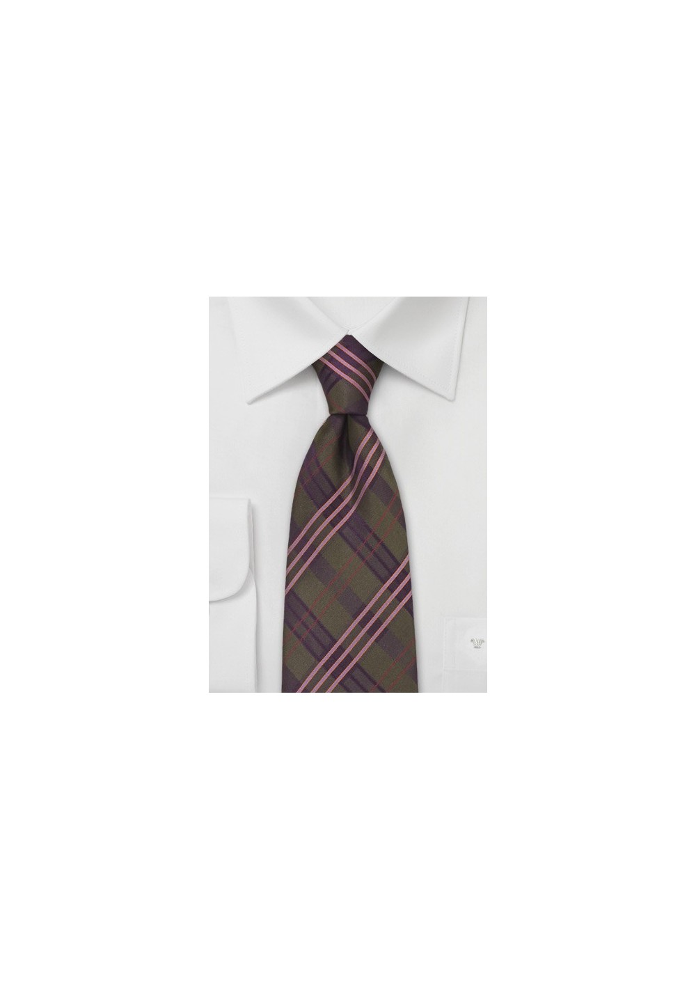 Modern Plaid Tie in Brown and Purple