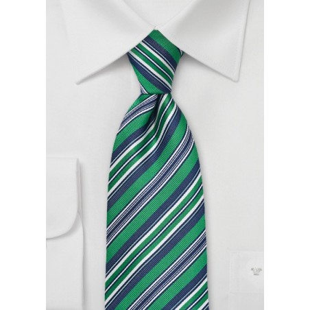 Bright Green and Blue Striped Tie