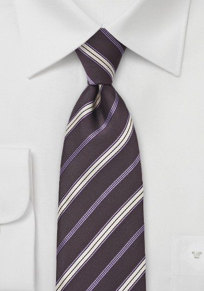 Espresso and Purple Striped Tie
