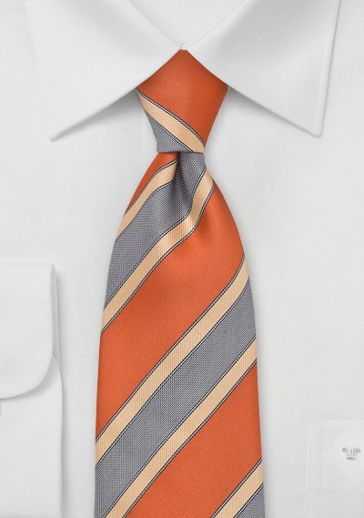 Modern Striped Tie in Orange