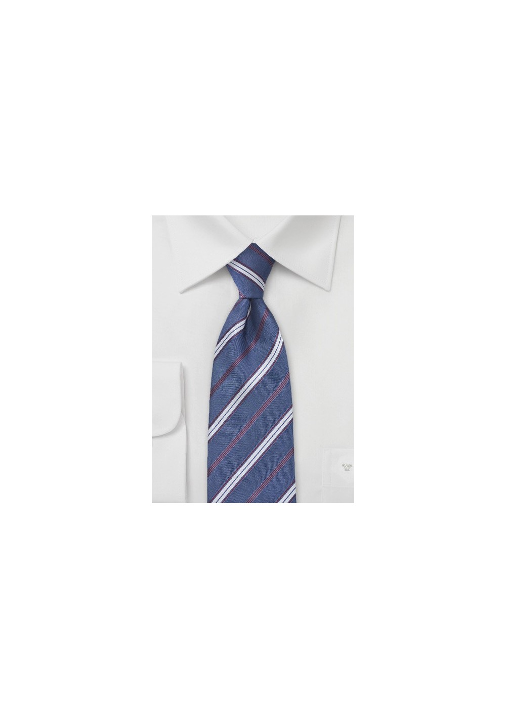 Cerulean Blue and Burgundy Striped Tie
