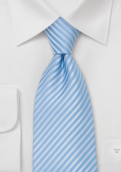 Powder Blue Striped Tie in XL