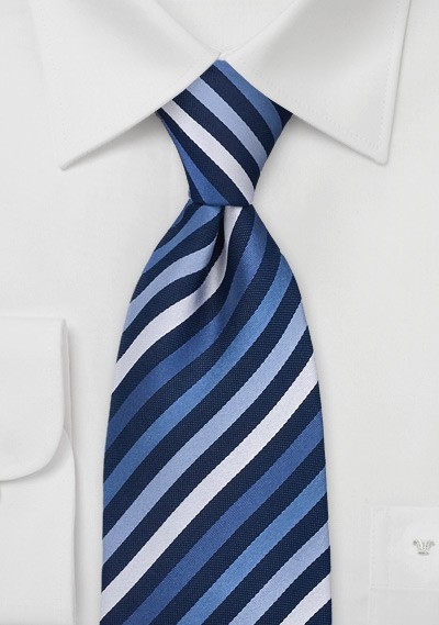 Horizon Blue Striped Tie in XL Length