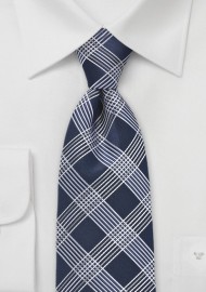 Savvy Navy Blue and Silver Patterned Tie