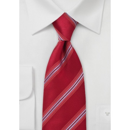 Sleek Striped Tie in Punch Red