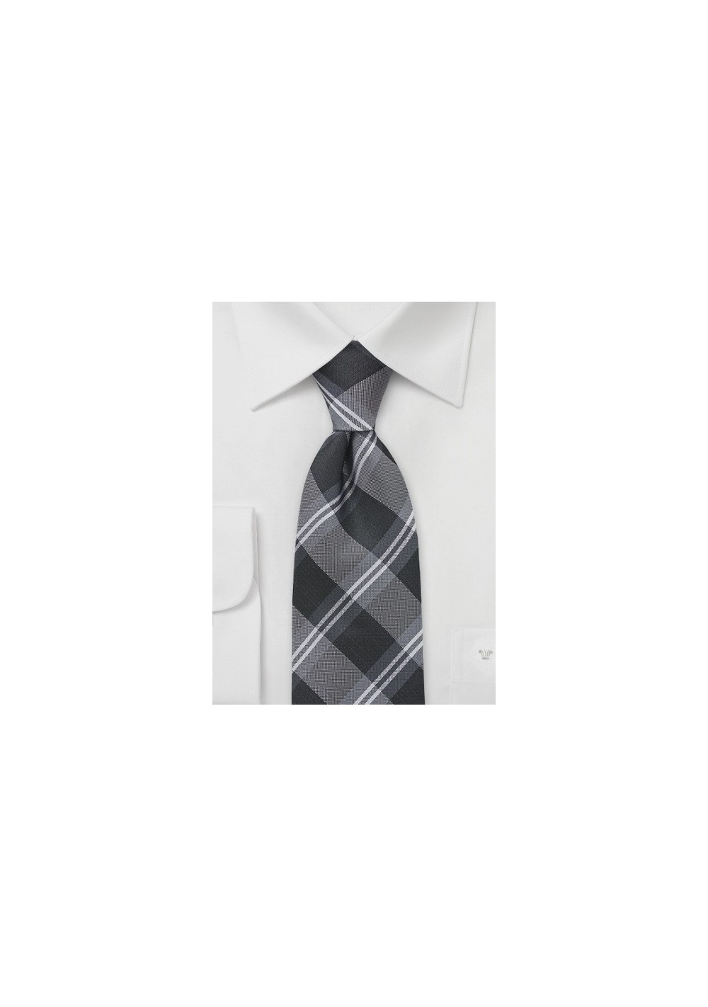 Plaid Tie in Tonal Greys