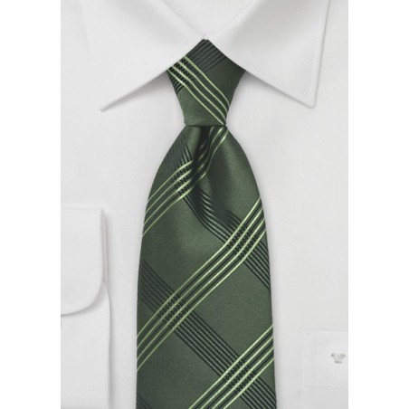 Graphic Plaid Tie in Olive Green