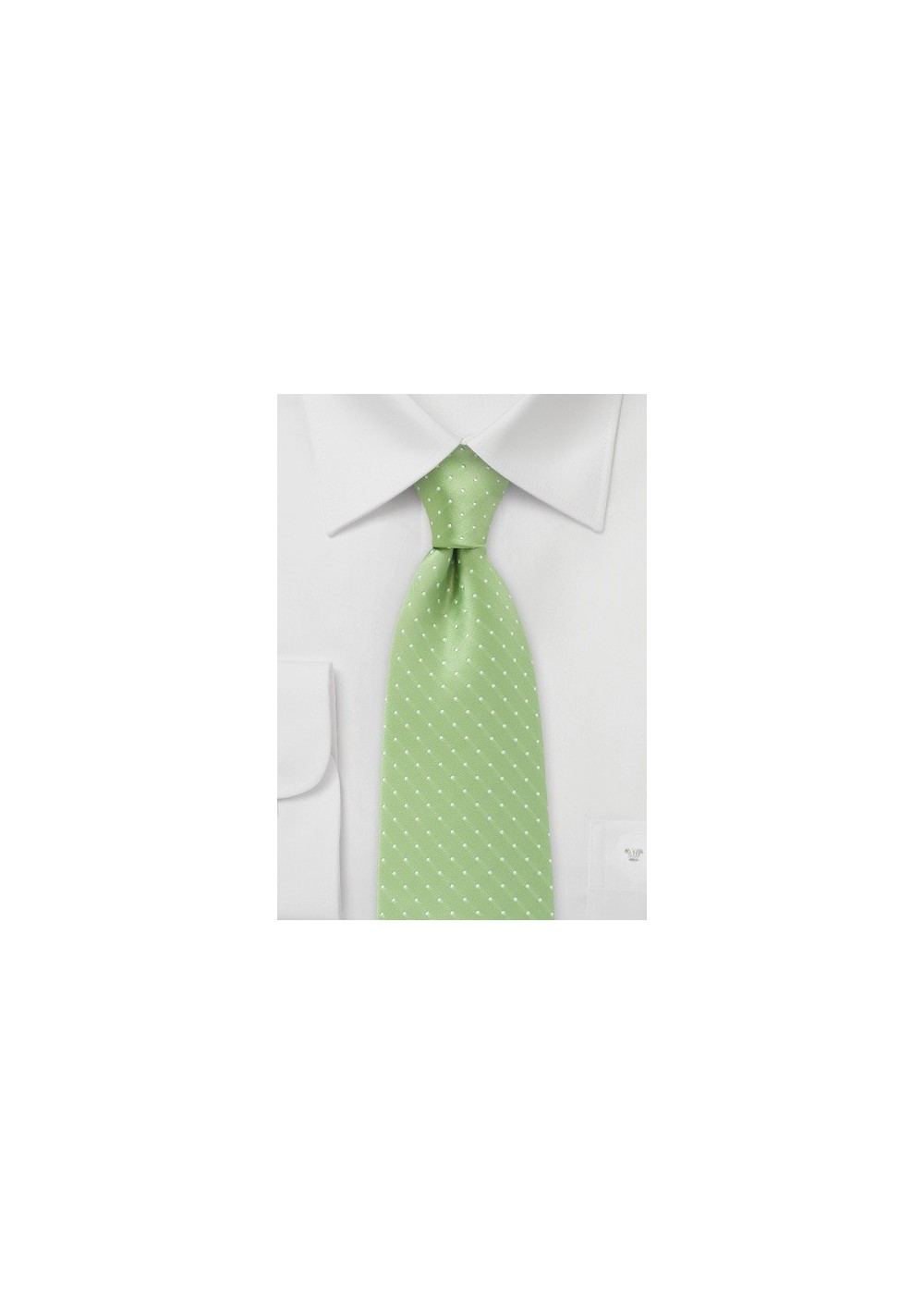 XL Length Light Green Polka Dot Tie