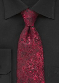 Regal Floral Motif Tie in Red and Black