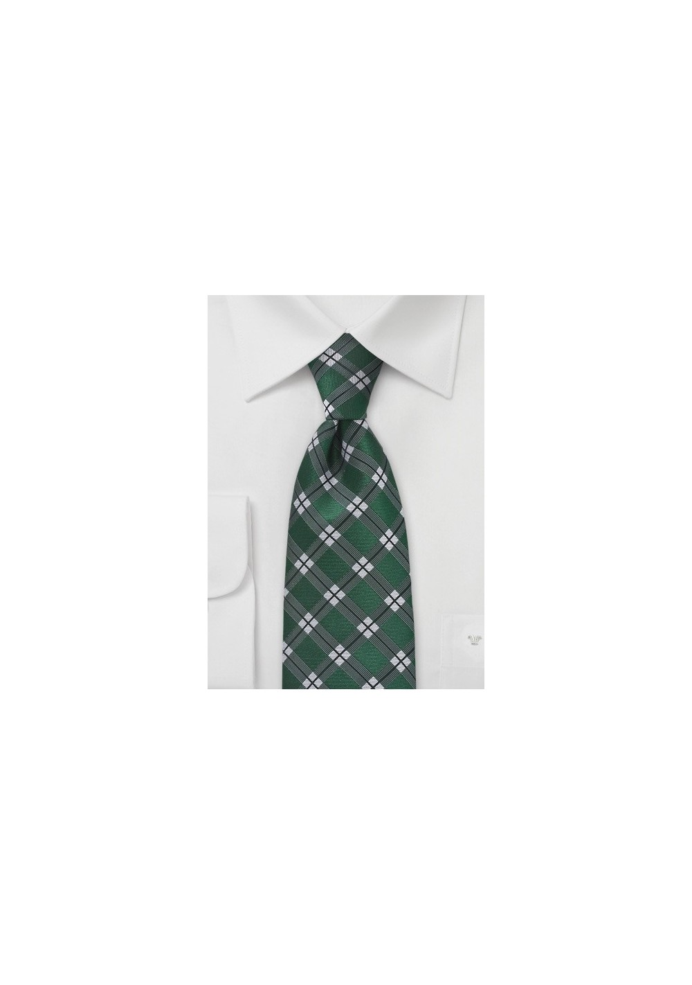 Sharp Plaid Tie in Hunter Green