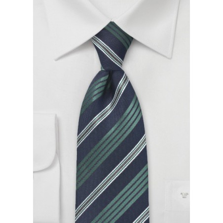 Classic Navy and Green Striped Tie
