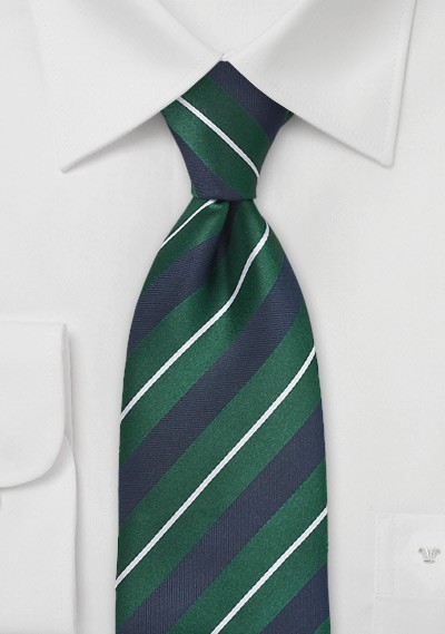 Classic Tie in Navy, Green and White