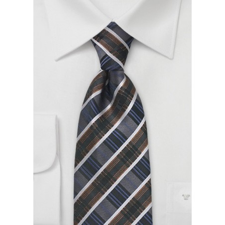 Art Deco Striped Tie in Greys and Blues