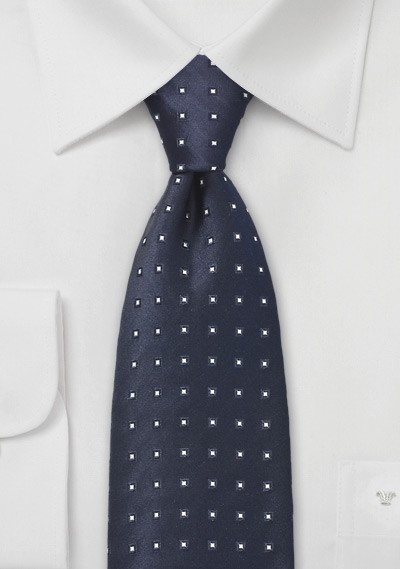 Square Patterned Tie in Vintage Navy