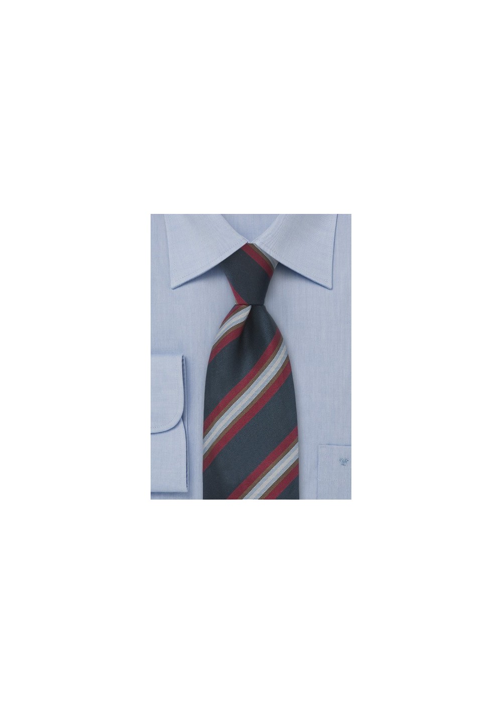 Wide Striped Tie in Navy and Red