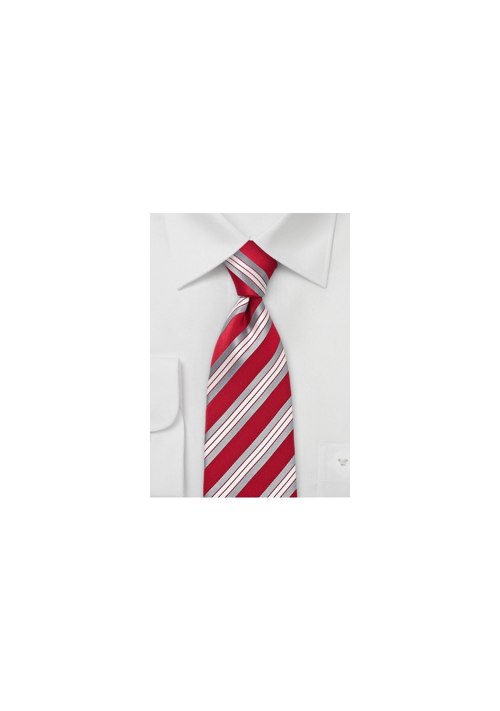 Vibrant Red and Silver Striped Tie
