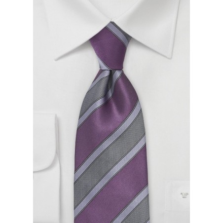 Graphic Striped Tie in Plum and Lilac