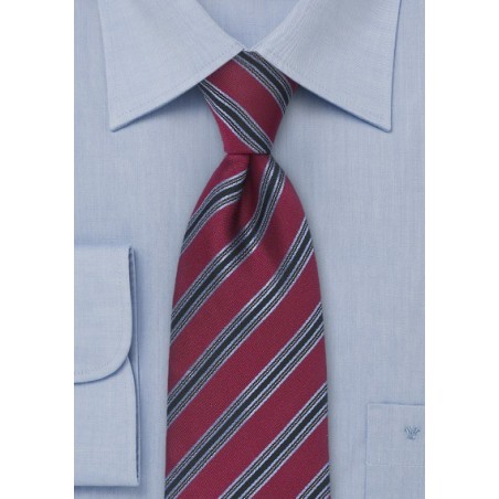 Distinguished Striped Tie in Wine Red