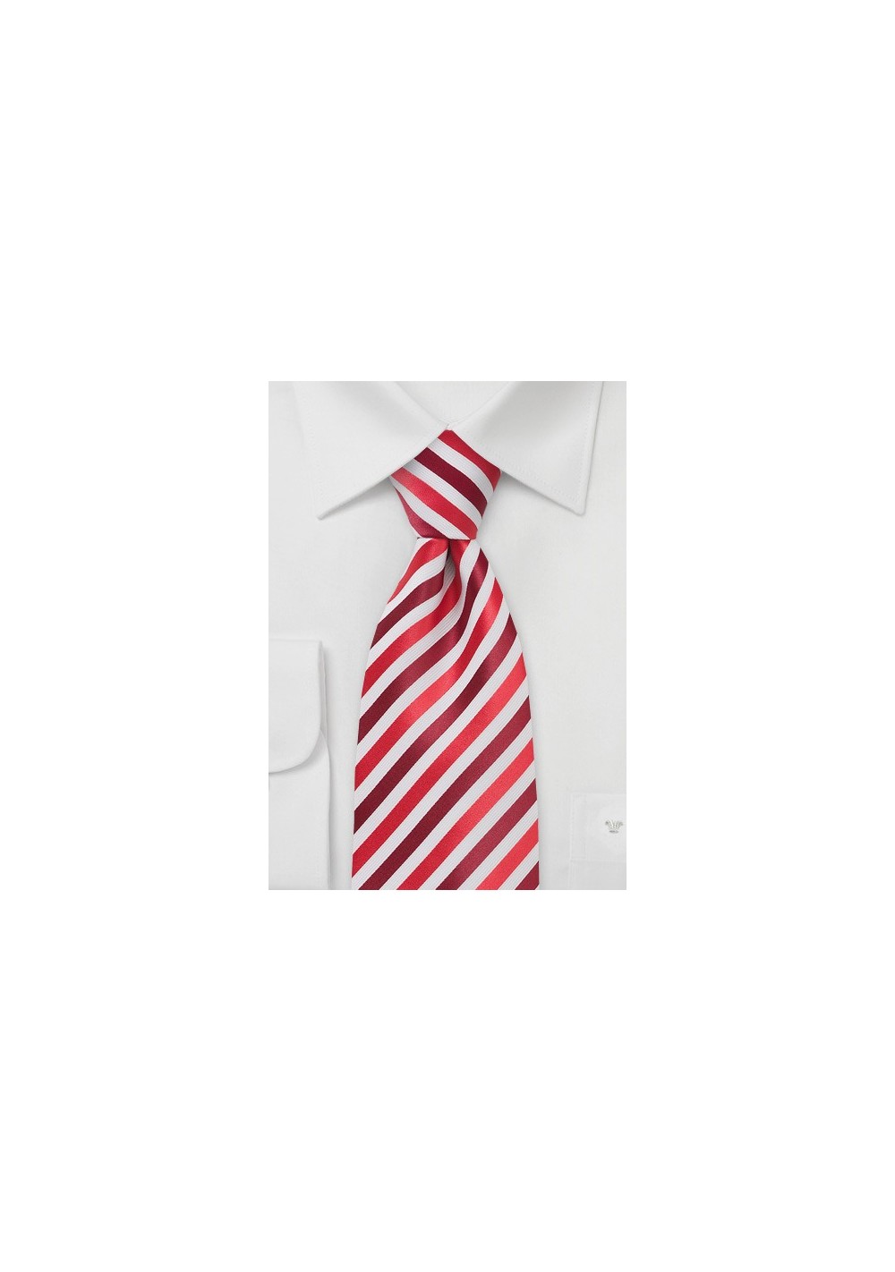 Trendy Red and White Striped XL Size Tie