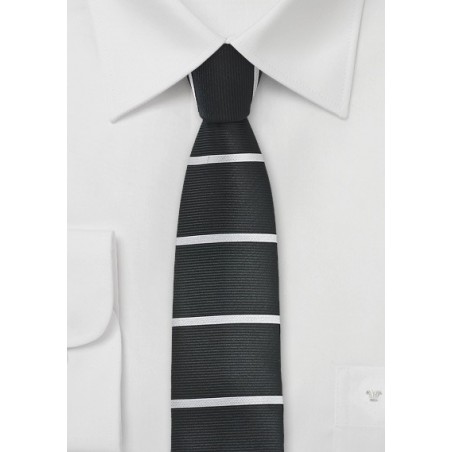 Retro Squared Tipped Tie in Black and Silver