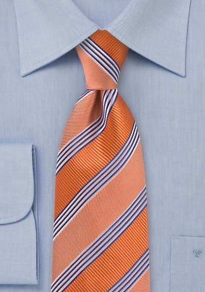 Vivid Tangerine Striped Tie