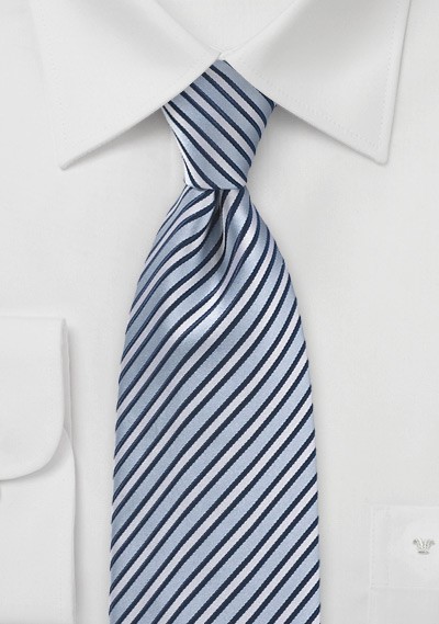 Graphic Blue and Silver Striped Tie