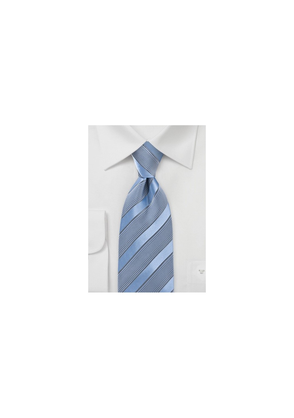 Periwinkle Tie with Silver Stripes