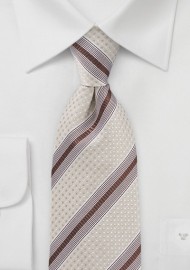 Wheat and Brown Textured Striped Tie