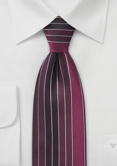 Vertical Stripe Tie in Cranberry Reds