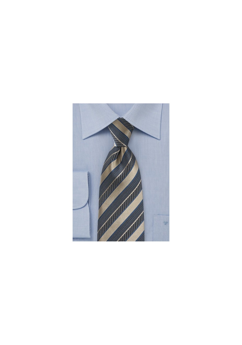 Regal Striped Tie in Vintage Gold and Navy