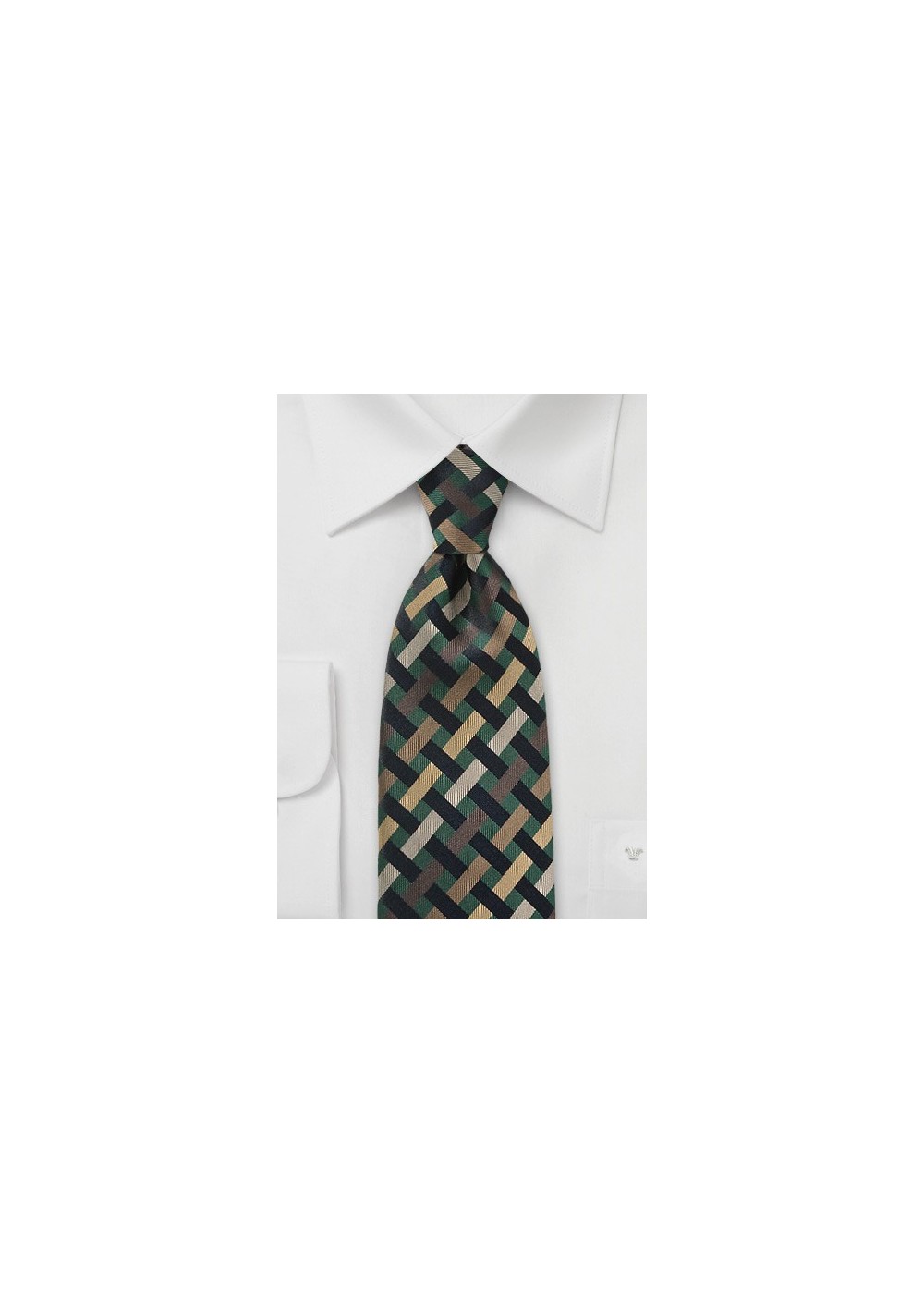 Art Deco Tie in Greens and Golds