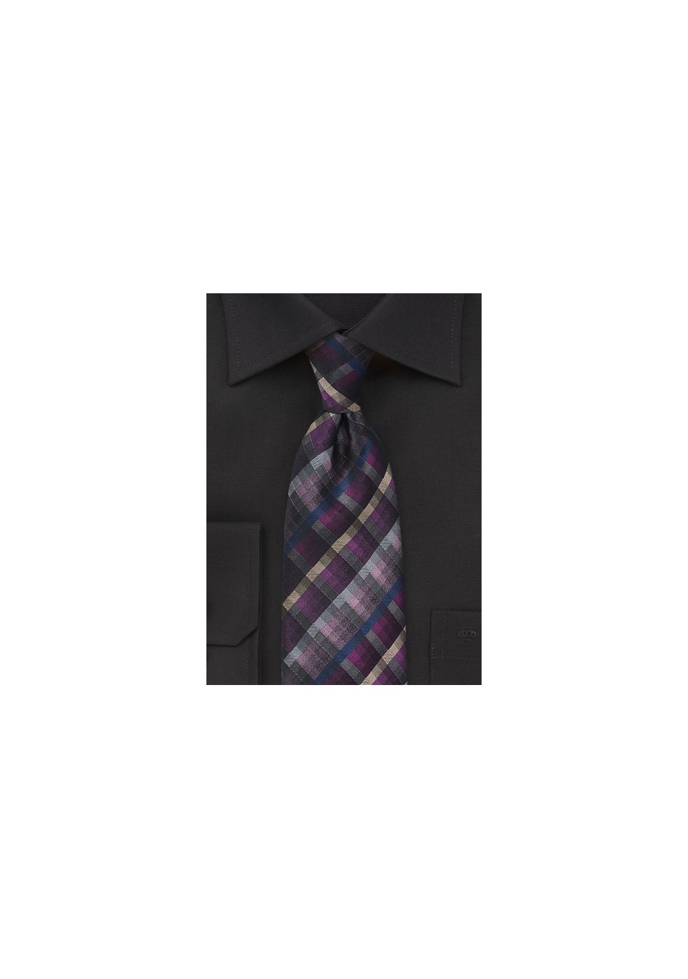 Purple, Pink, Gray Checkered Tie