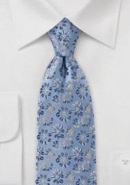 Vintage Blue Tie with Flowers