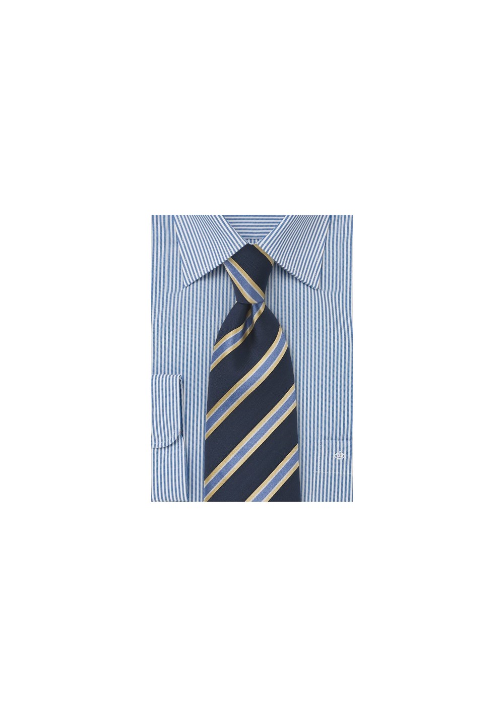 Classic Striped Tie in Navy and Yellow