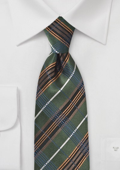 Graphic Plaid Tie in Hunter Green