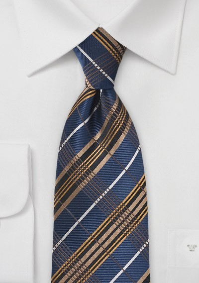 Graphic Plaid in Navy and Egyptian Gold