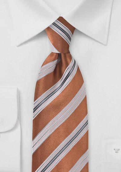 Traditional Striped Tie in Vintage Orange