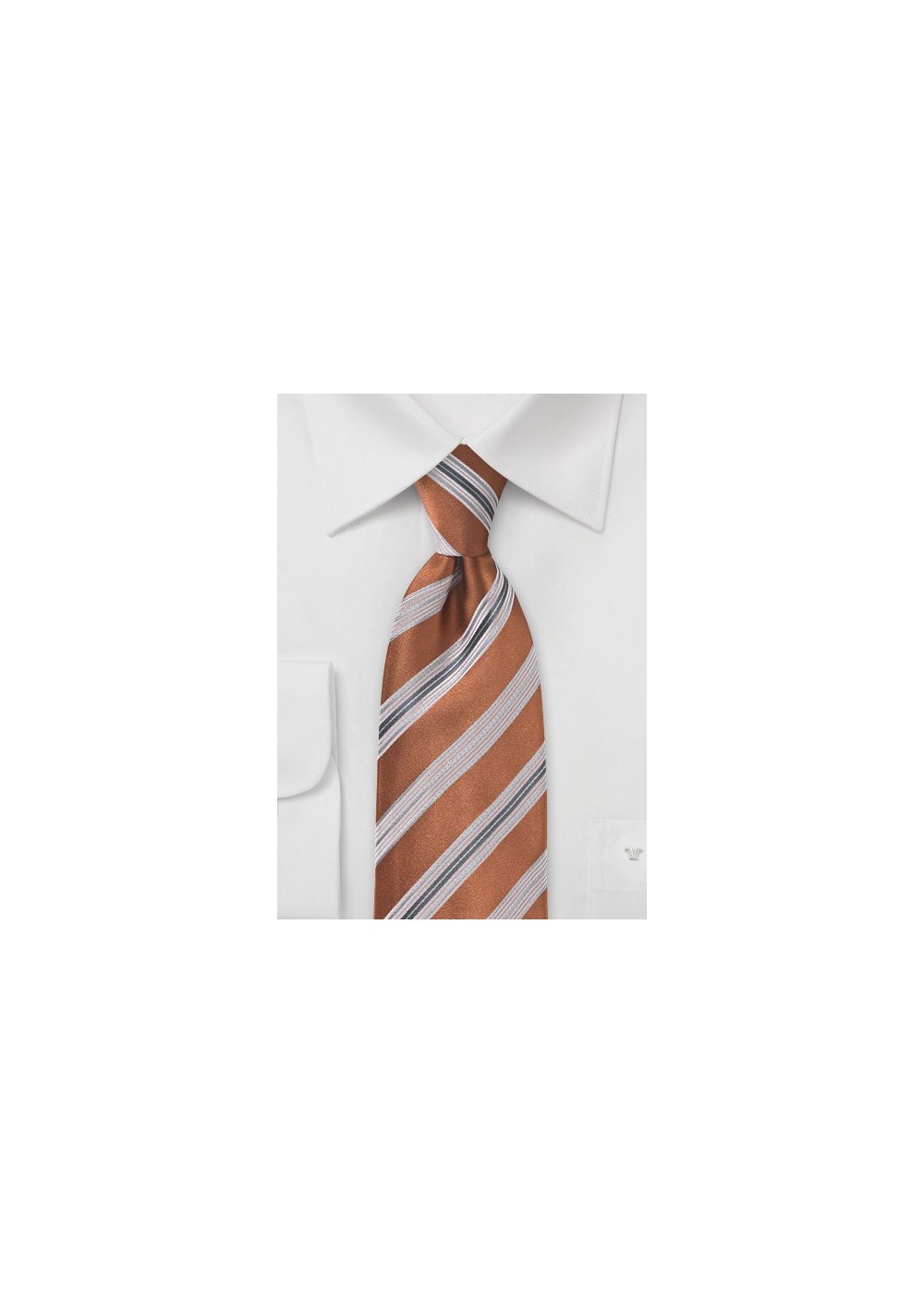 Traditional Striped Tie in Vintage Orange
