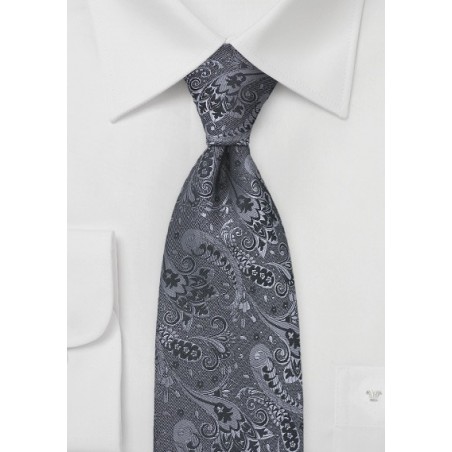 Art Deco Floral Tie in Charcoals