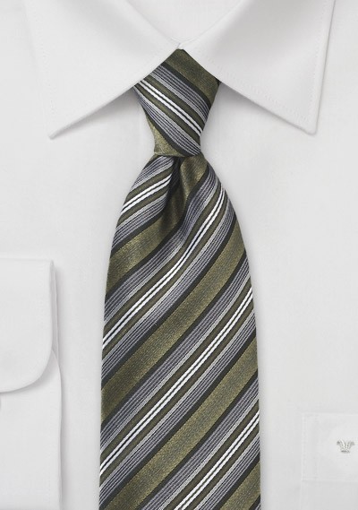 Modern Striped Tie in Moss Green