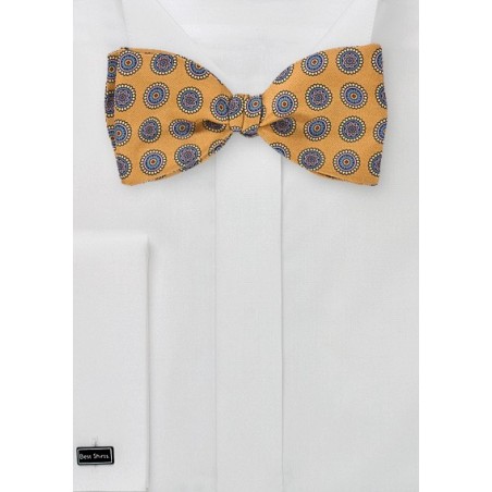 Patterned Bow Tie in Saffron Yellow