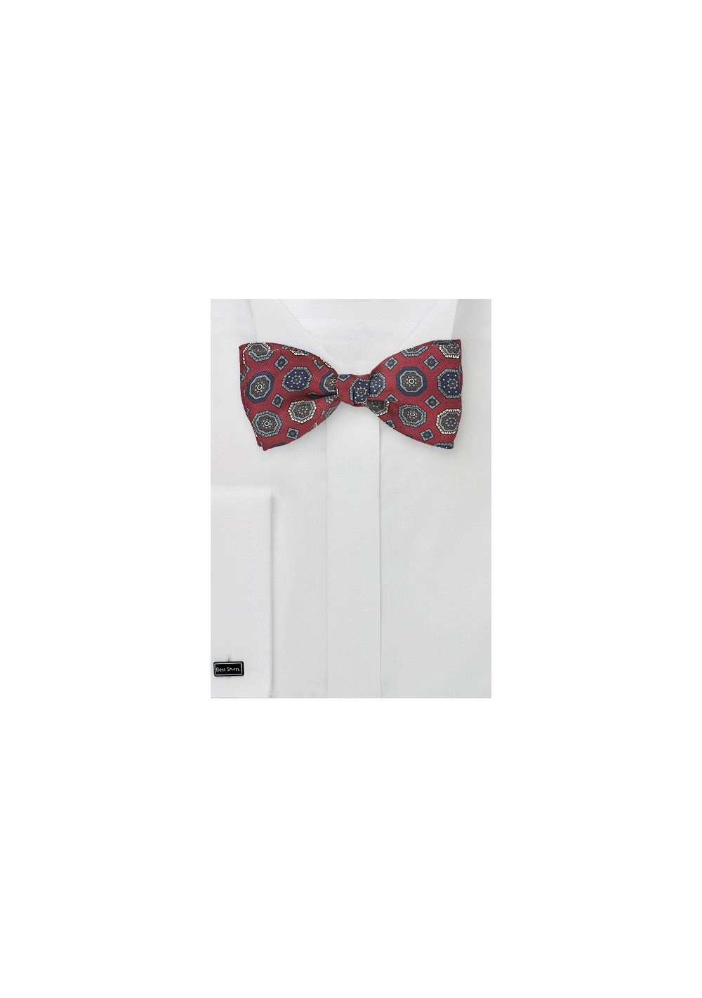 Traditionally Patterned Burgundy Bow Tie