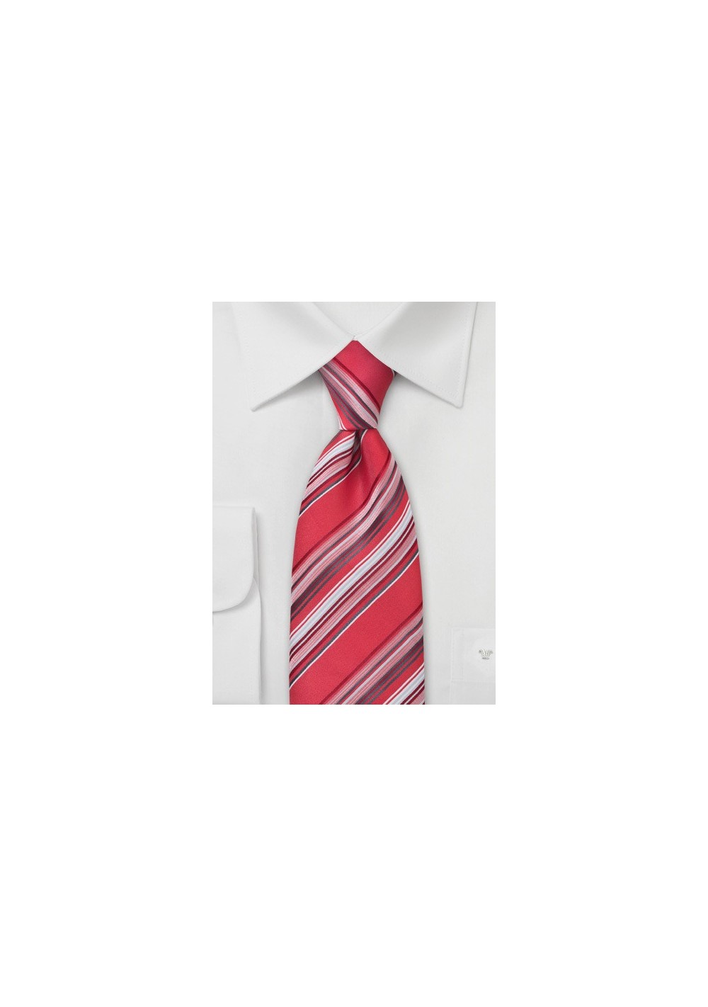 Coral Red Striped Mens Tie in XL