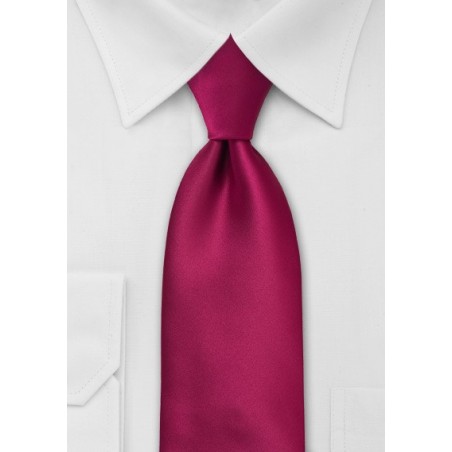 XL Length Solid Color Necktie in Christmas-Red