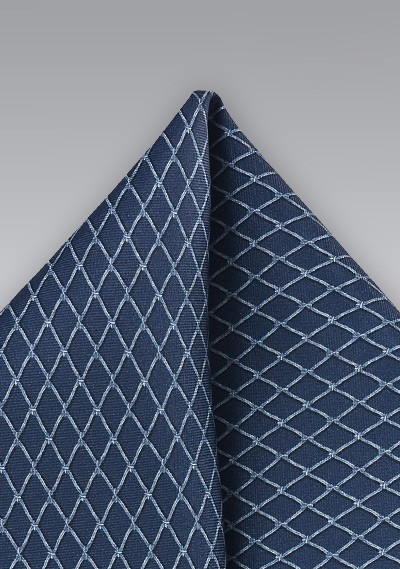 Patterned Pocket Square in Navy and Silver