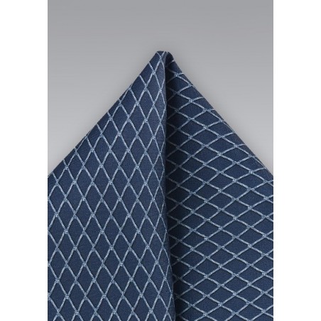 Patterned Pocket Square in Navy and Silver