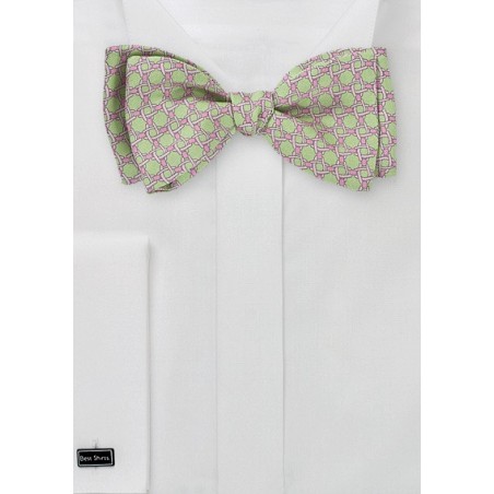 Lime Green and Pink Bow Tie